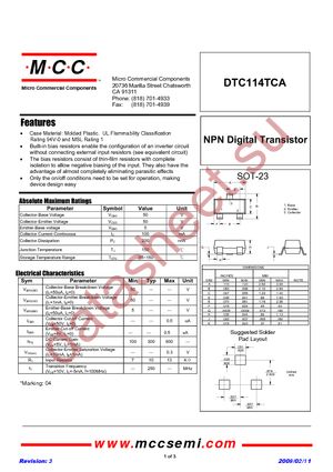 DTC114TCA-TP datasheet  